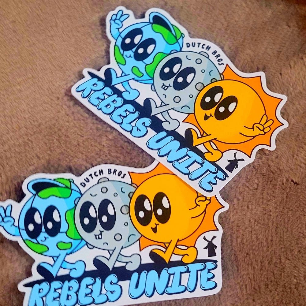 Set of 2 Dutch Bros Limited Edition Stickers NWT ✨️ " Rebels Unite "